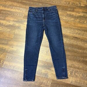 American Eagle Highest Rise Jegging Blue Denim Jeans Women's 14 Long Zip Ankle